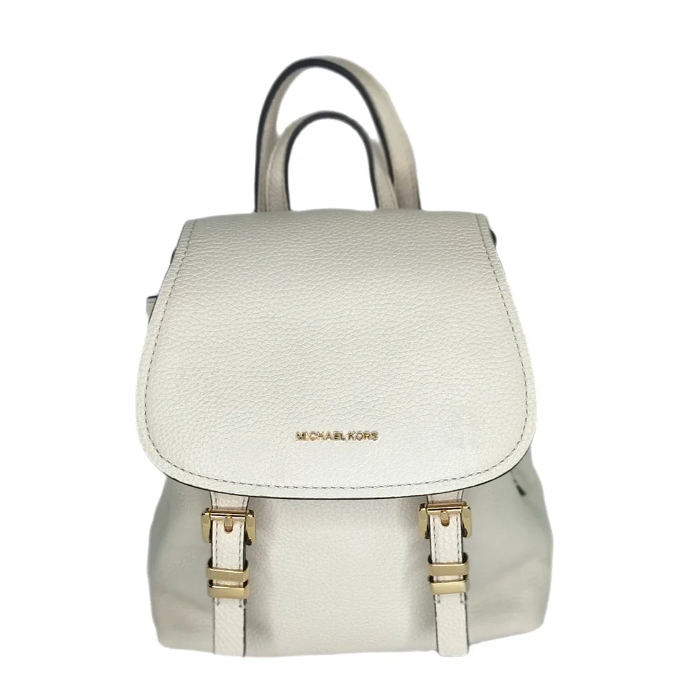 Michael Kors Quinn Leather Flap Backpack - Light Cream/Ivory - NWT